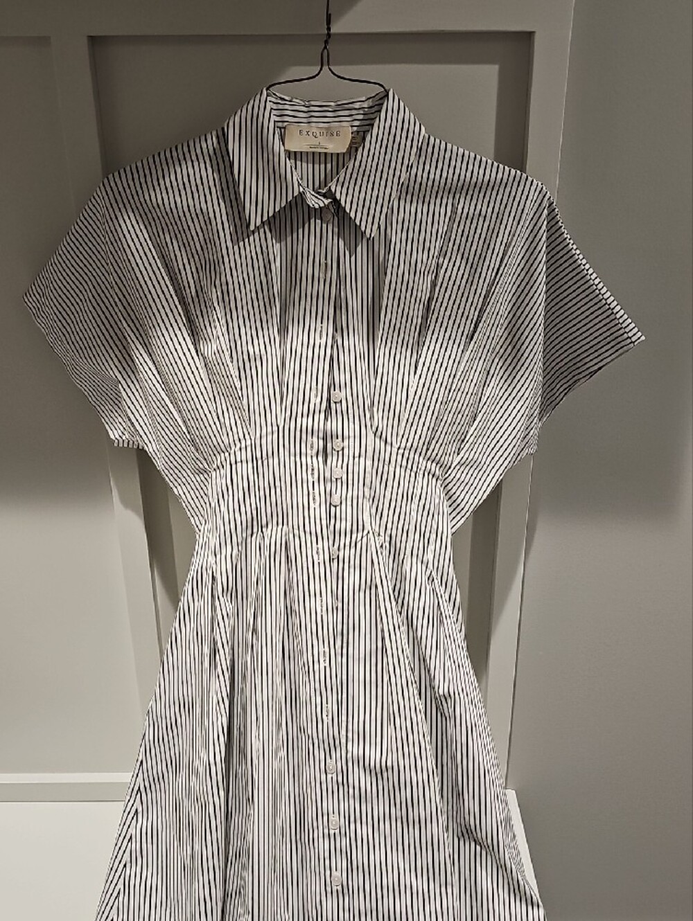 Anthropologie Exquise Black and White Striped Maxi Dress
